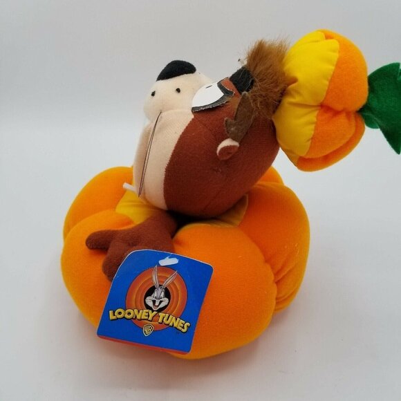 Vintage ACE Taz Tasmanian Devil Halloween Pumpkin Plush Stuffed Animal Toy Loony - Picture 4 of 9